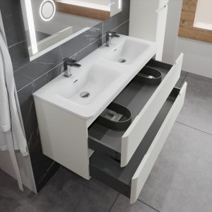 Meuble double vasque de salle de bain 120 cm IVORY - Blanc cassé mat
