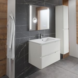 Meuble salle de bain IVORY 80 cm avec miroir LED Duetto - Blanc cassé