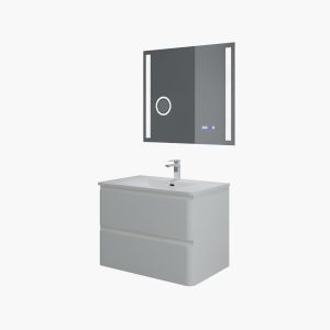 Meuble salle de bain IVORY 80 cm avec miroir LED Duetto - Blanc cassé