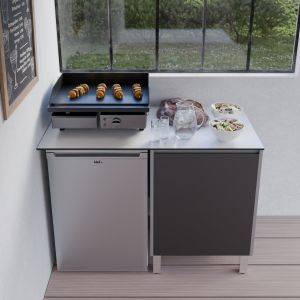 Cuisine d'été en inox KX16 - 120 cm avec emplacement frigo