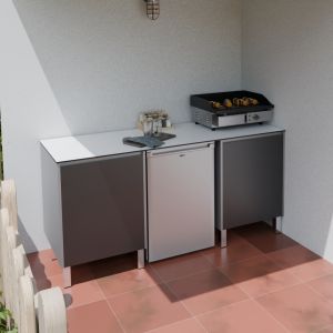 Cuisine d'été en inox KX17 - 180 cm avec emplacement frigo