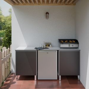 Cuisine d'été en inox KX17 - 180 cm avec emplacement frigo