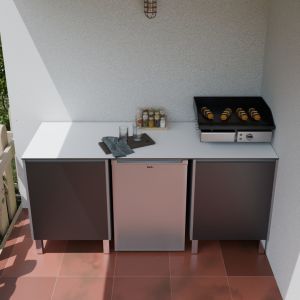 Cuisine d'été en inox KX17 - 180 cm avec emplacement frigo