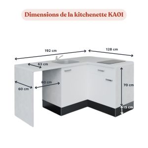 Kitchenette d'angle KA01L-PT électroménager inclus