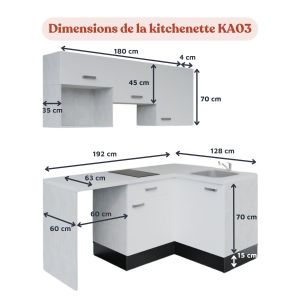 Kitchenette d'angle KA03L-PT électroménager inclus