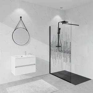 Dalles murales étanches pour salle de bain HYDRA - Blanc marbré - 60 x 40 cm