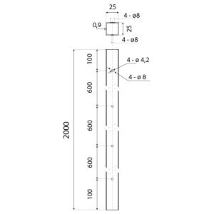 Extenseur pour paroi de douche chromé - 25x25 mm