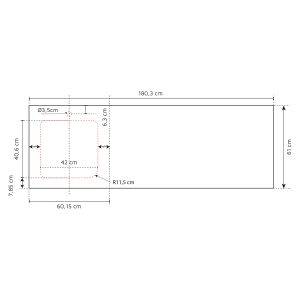 Plan de travail percé réversible en HPL pour cuisine d'extérieur - 180 x 61 cm