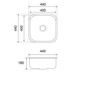 Kitchenette K17L-PT - 140 cm - avec plan de travail et électroménager : évier inox inclus