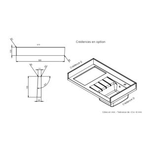 Dimensions retour de crédence gauche