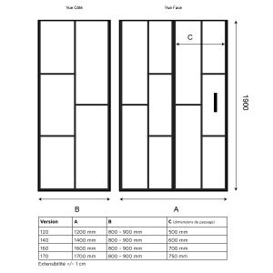 Paroi de douche d'angle effet verrière ATELIA avec porte coulissante 120 cm x 80 cm