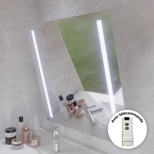 Miroir lumineux inclinable avec télécommande MOTORY 80x80 cm