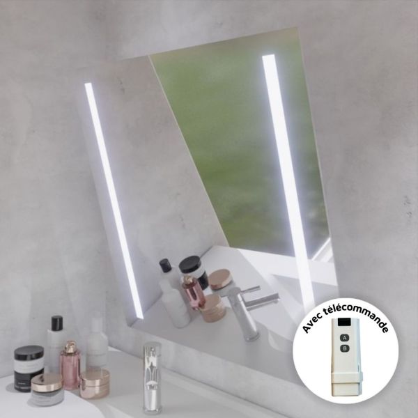 Miroir lumineux inclinable avec télécommande MOTORY 80x80 cm