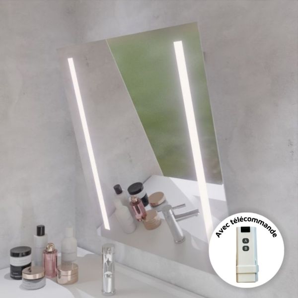 Miroir lumineux inclinable avec télécommande MOTORY 70x80 cm