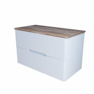 Meuble salle de bain pour vasque à poser KLASS 100 cm - Blanc et Bois