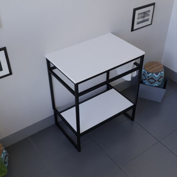 Meuble salle de bain pour vasque à poser STRUCTURA 70 cm - Plan de toilette blanc 