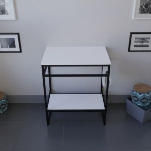 Meuble salle de bain pour vasque à poser STRUCTURA 70 cm - Plan de toilette blanc 