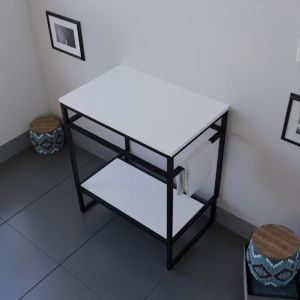 Meuble salle de bain pour vasque à poser STRUCTURA 70 cm - Plan de toilette blanc 