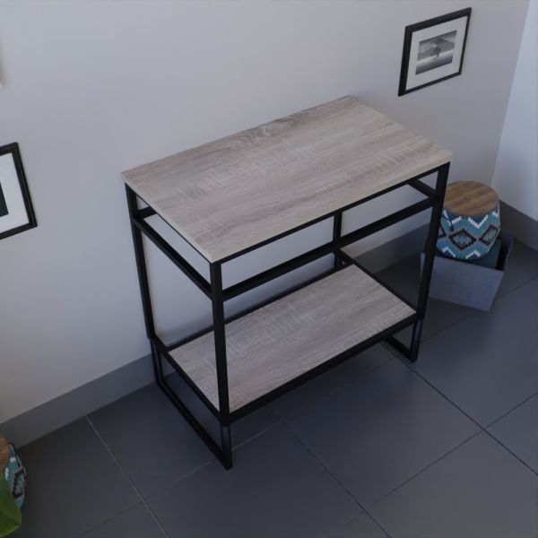 Meuble salle de bain pour vasque à poser STRUCTURA 80 cm Plan de toilette bois