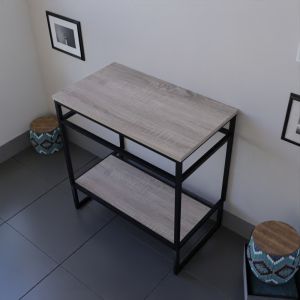 Meuble salle de bain pour vasque à poser STRUCTURA 80 cm Plan de toilette bois