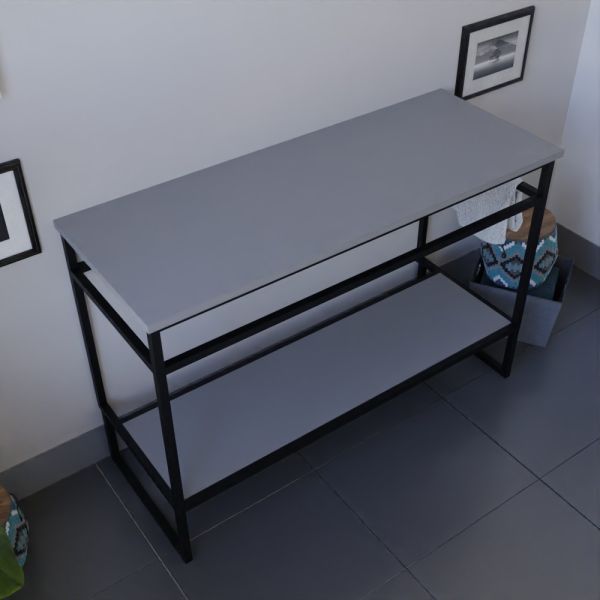 Meuble salle de bain pour vasque à poser STRUCTURA 120 cm plan de toilette gris