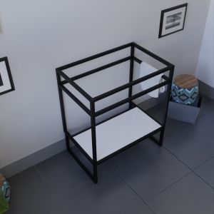 Meuble salle de bain avec étagère blanche sans plan vasque STRUCTURA 70 cm