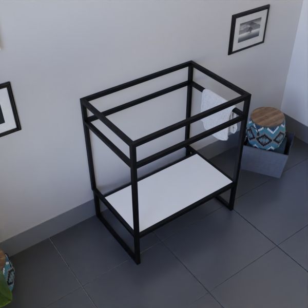 Meuble salle de bain avec étagère blanche sans plan vasque STRUCTURA 70 cm