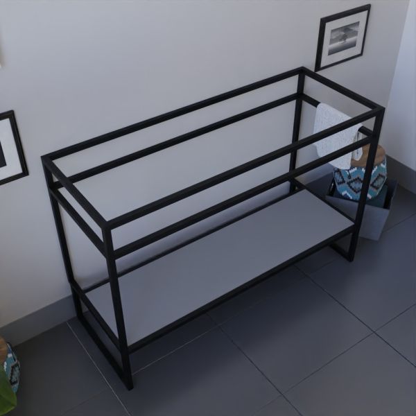 Meuble salle de bain noir avec étagère grise sans plan vasque STRUCTURA 120 cm