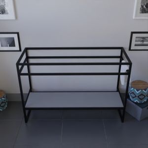 Meuble salle de bain noir avec étagère grise sans plan vasque STRUCTURA 120 cm