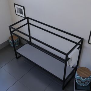 Meuble salle de bain noir avec étagère grise sans plan vasque STRUCTURA 120 cm