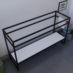 Meuble salle de bain noir avec étagère blanche sans plan vasque STRUCTURA 140 cm