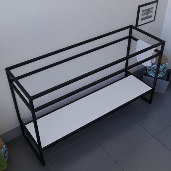 Meuble salle de bain noir avec étagère blanche sans plan vasque STRUCTURA 140 cm
