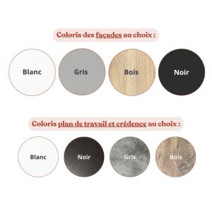 Kitchenette d'angle KA02L-PT électroménager inclus - Coloris des façades et plan de travail au choix