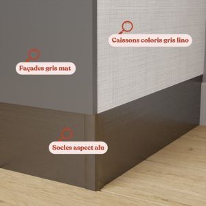 Kitchenette K17L-PT - 140 cm - Façades grises