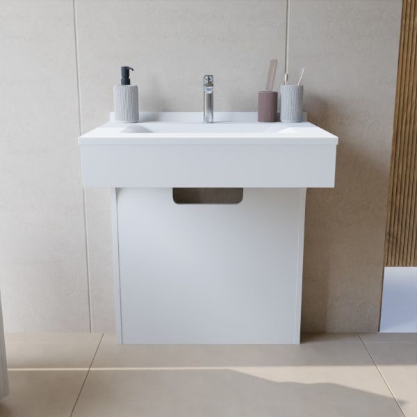 Meuble simple vasque PMR EPURE 70 cm - Blanc brillant