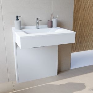 Meuble simple vasque PMR EPURE 70 cm - Blanc brillant