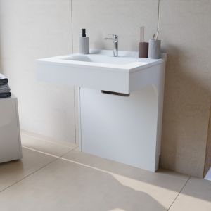 Meuble simple vasque PMR EPURE 70 cm - Blanc brillant