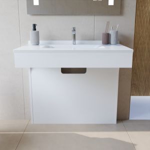 Meuble simple vasque PMR EPURE 90 cm - Blanc brillant
