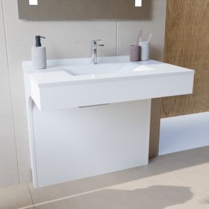 Meuble simple vasque PMR EPURE 90 cm - Blanc brillant