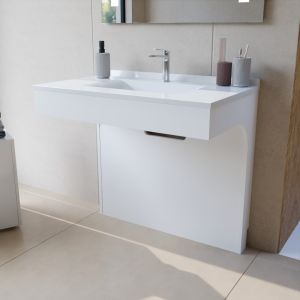 Meuble simple vasque PMR EPURE 90 cm - Blanc brillant