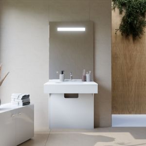Meuble vasque PMR EPURE 80 cm avec miroir led Elégance ht105 - Blanc brillant