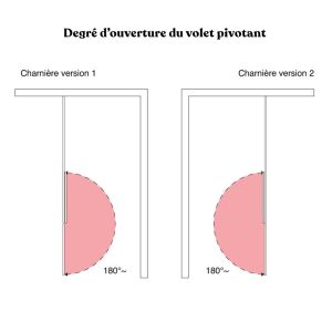 Paroi de douche miroir 120+40 BAYA avec volet pivotant - verre 8 mm - Degré d'ouverture