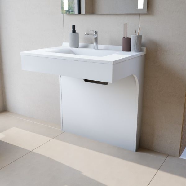 Meuble simple vasque PMR EPURE 80 cm - Blanc brillant