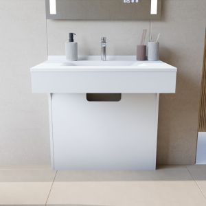 Meuble simple vasque PMR EPURE 80 cm - Blanc brillant