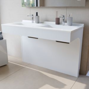 Meuble double vasque PMR EPURE 120 cm - Blanc brillant Meuble double vasque PMR EPURE 120 cm - Blanc brillant