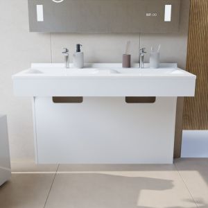 Meuble double vasque PMR EPURE 120 cm - Blanc brillant