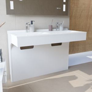 Meuble double vasque PMR EPURE 120 cm - Blanc brillant Meuble double vasque PMR EPURE 120 cm - Blanc brillant