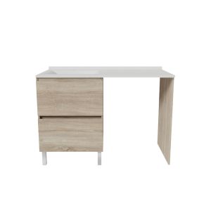 Meuble pour lave-linge IDEA, plan vasque déportée à gauche 124 cm x 65 cm - Coloris Bois