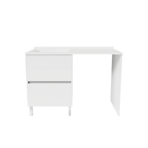 Meuble pour lave-linge IDEA, plan vasque déportée à gauche 124 cm x 65 cm - Coloris Blanc