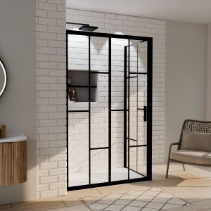 Paroi de douche d'angle effet verrière ATELIA avec porte coulissante 120 cm x 80 cm Paroi de douche d'angle effet verrière ATELIA avec porte coulissante 120 cm x 80 cm